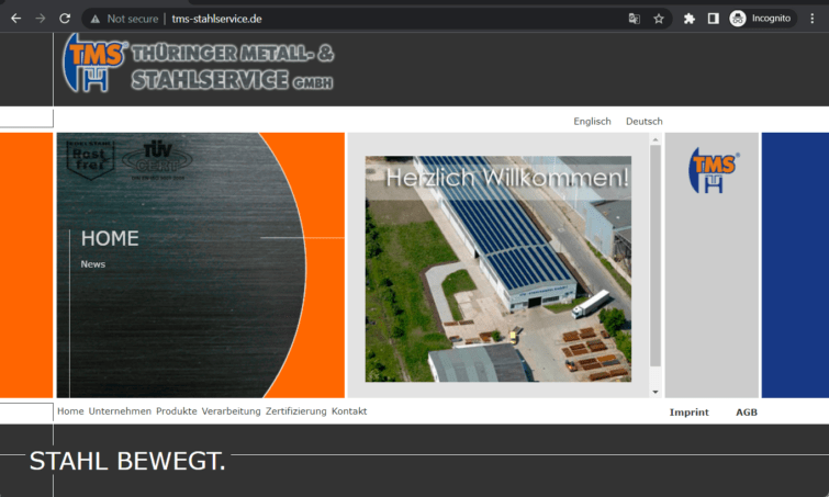 thüringer metall- & stahlservice gmbh landing page