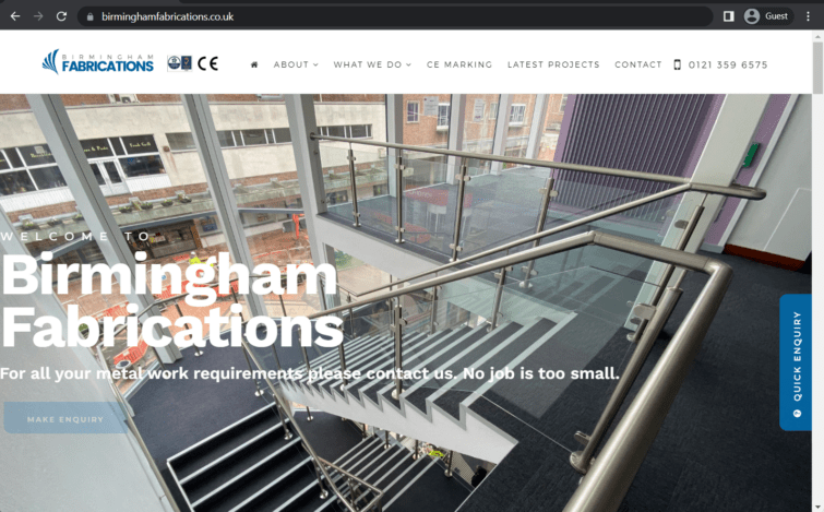 birmingham fabrications ltd landing page
