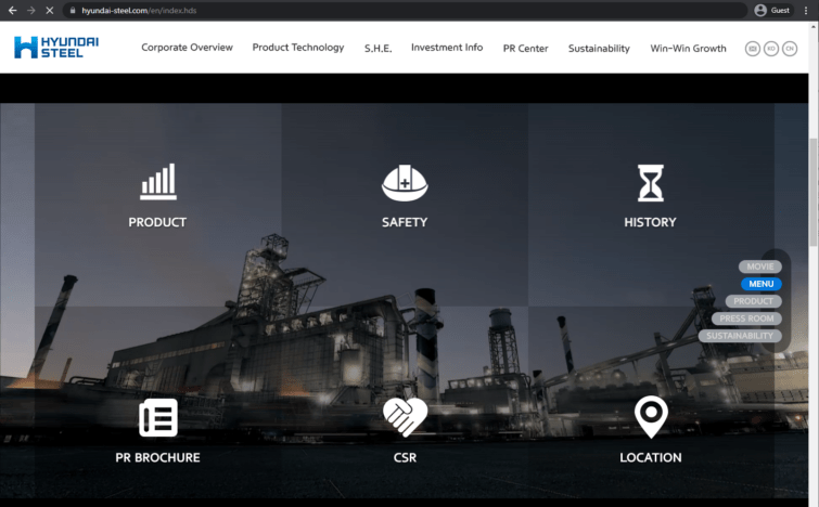 hyundai steel landing page