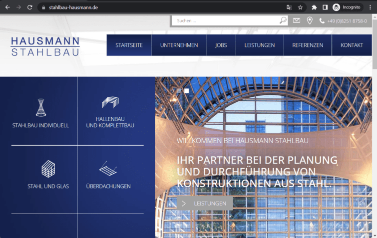 haussmann gmbh co stahlbau kg landing page