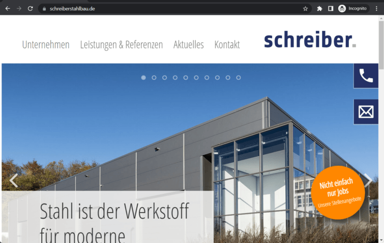 schreiber stahlbau gmbh landing page