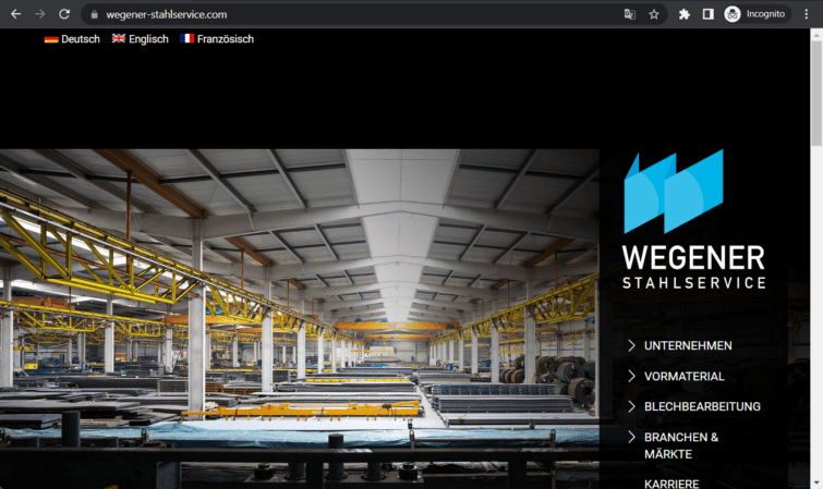 wegener stahlservice landing page