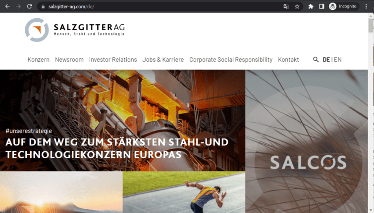 salzgitter ag landing page