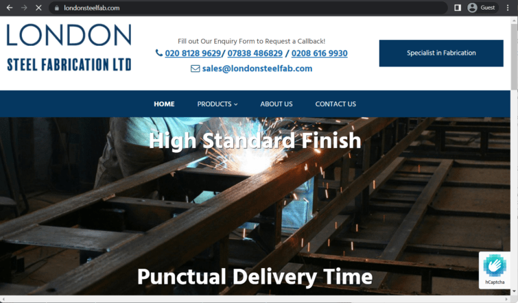 london steel fabrication ltd landing page