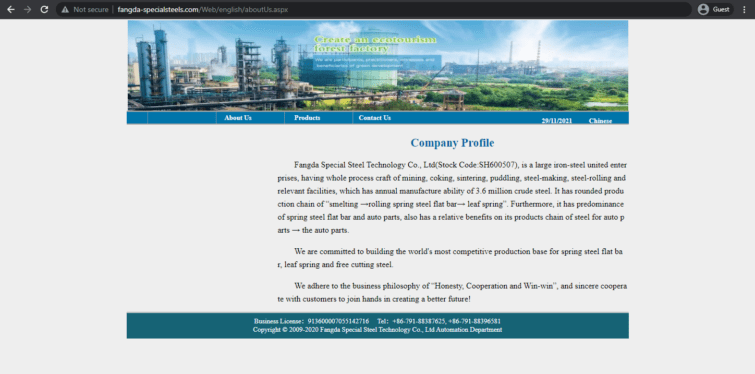 fangda steel landing page