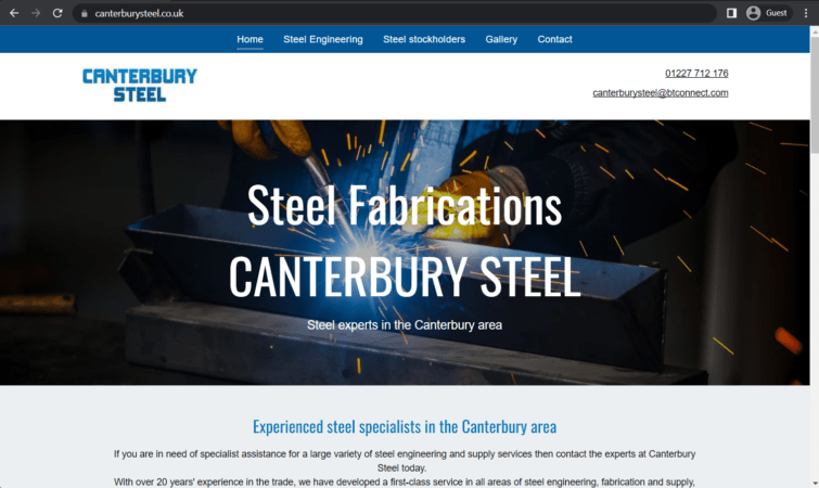 catenbury steel landing page