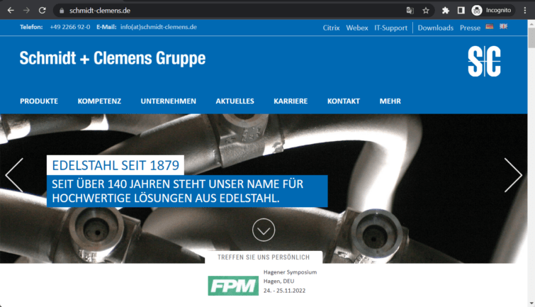 schmidt + clements gmbh + co kg landing page