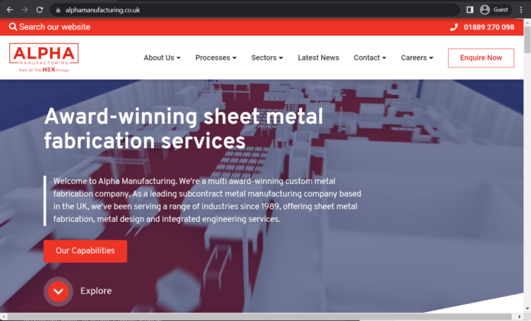 alpha manufacturing hixon ltd landing page